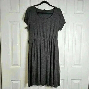 Torrid Dress Womens Size 2 (Large 12) Charcoal Gray Jersey Knit Tie Waist Casual